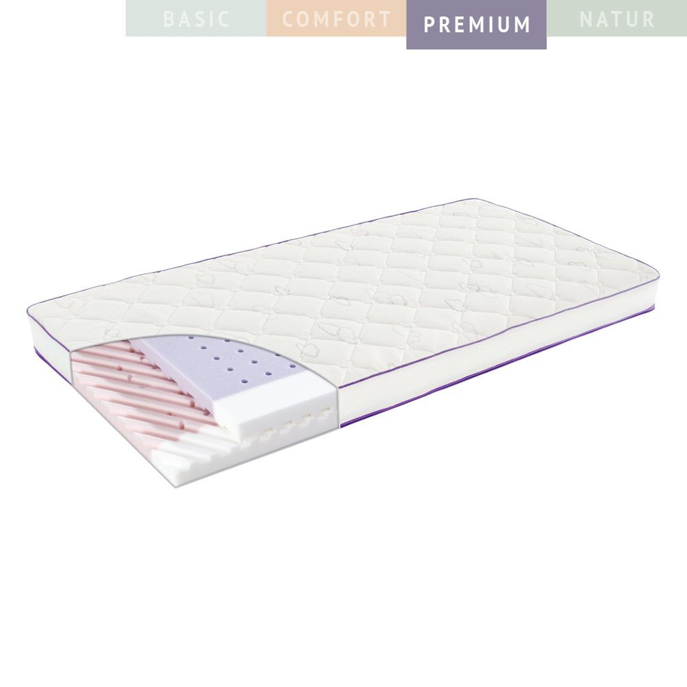 Träumeland Babymatratze Polarstern mit sleep safety Bezug und aufgeschnittenem Kaltschaumkern